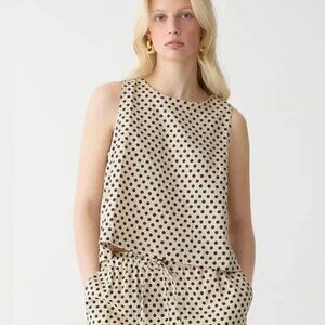 J. Crew Maxine Button-Back Top in Dot Linen, Size Small